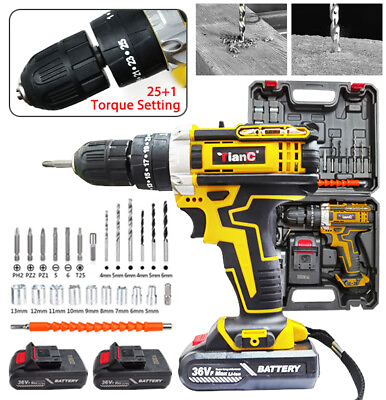 #ad 36VF Cordless Combi Hammer Impact Drill Driver Electric Screwdriver amp; 2 Battery $42.99
