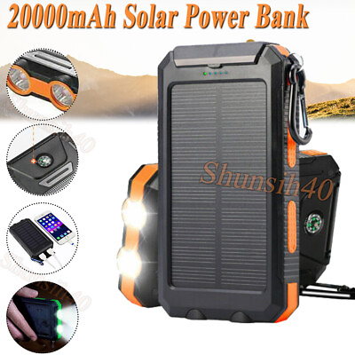 #ad 20000mAh Portable Solar Power Bank Dual USB Output External Battery Charger 2024 $12.92