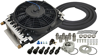 #ad Derale 16 Pass Electra Cool Remote Engine Oil Cooler Kit 8AN Inlets $299.99