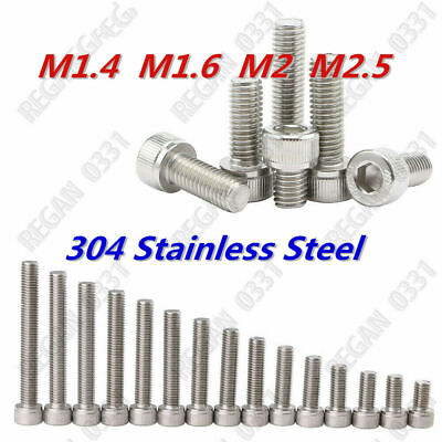 #ad M1.4 M1.6 M2 M2.5 Stainless Steel Hex Socket Cap Head Screws Bolts DIN912 $10.30