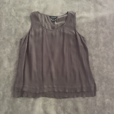 #ad Citron Womens Tank Size Medium 100% Silk Brown Sleeveless Layered Textured $22.78