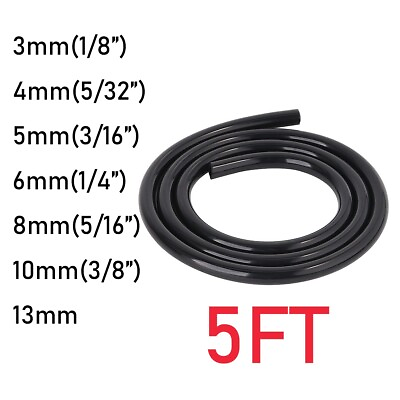 #ad Silicone Vacuum Hose Pipe Tube 1 8quot; 5 32quot; 3 16quot; 1 4quot; 5 16quot; 3 8quot; 13mm 5FT Black $8.09