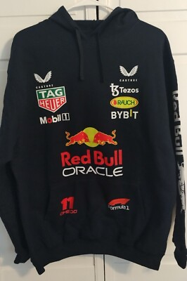#ad Checo Perez Racing F1 Navy Team Pullover Hoodie LARGE $74.99