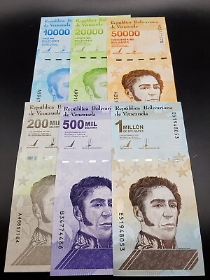 #ad #ad Venezuela Banknotes New Set 6 pieces 10.000 to 1 Millon 2019 2020 UNC $8.99