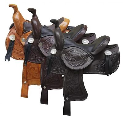#ad Western Horse Miniature Leather Saddle 5quot; Seat Decoration Novelty Color Choice $28.80