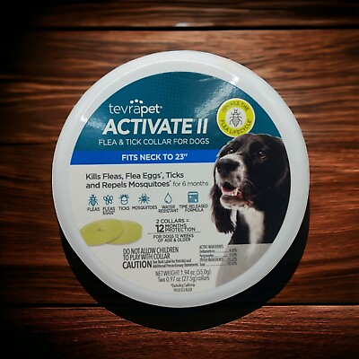 #ad TevraPet Activate II Flea and Tick Collar for Dogs Pack of 2 Fits Neck To 23quot; $19.99