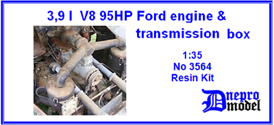 #ad 39 l V8 95HP Ford engine transmissions box model kit 1 35 Dnepro Model 3564 $20.99