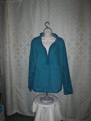 #ad Size Plus Long Sleeve 1 2 Zip Active Fleece Wear 2X Tek Gear Teal Blue 2pocket $17.50