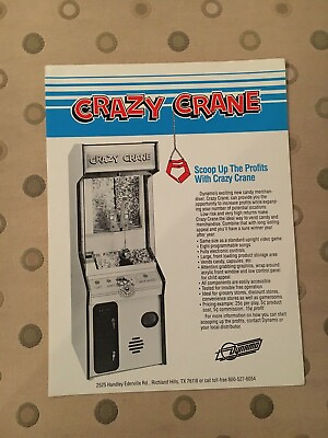 #ad Dynamo Crazy Crane Arcade Claw Game Promotional Flyer NOS $12.50