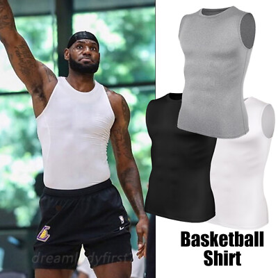 #ad Mens Compression Sleeveless T Shirt Base Layer Tank Top Fitness Sports Gym Vest $17.79
