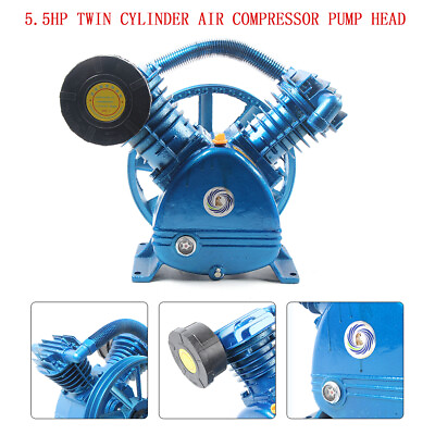 #ad 175PSI 5.5HP 8 11CFM V Type Air Compressor Pump Head Twin Cylinder Double Stage $190.00