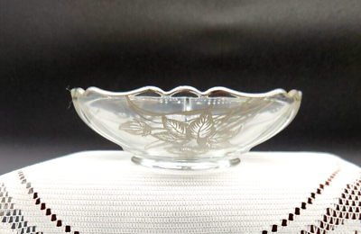 #ad Silver City Sterling Overlay Cambridge Poppy Divided Crystal Dish By Silver City $15.00
