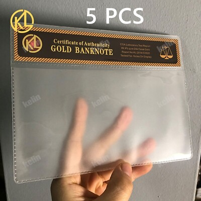 #ad 5 pcs Plastic Cover COA Bag case banknote sleeves for banknotes collection $6.30