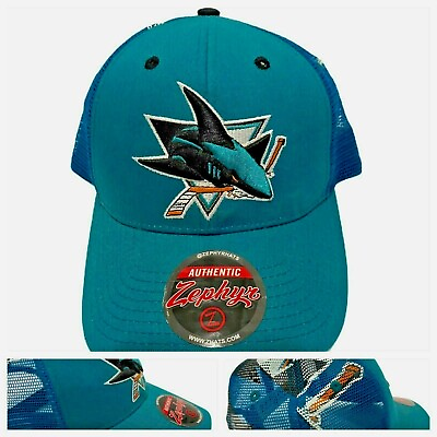 #ad San Jose Sharks Hat NHL Hockey Snapback Cap Mesh Blue Vintage 1993 Zephyr NEW $50.99
