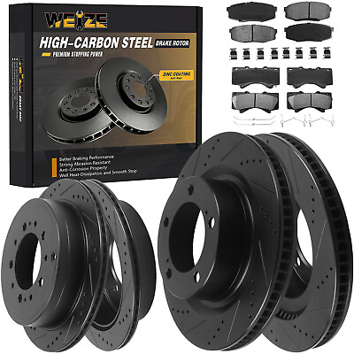 #ad Front Rear HIGH CARBON Steel Brake Rotors Pads for Toyota Tundra Sequoia LX570 $269.87