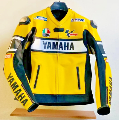 #ad Yamaha Yellow Leather Jacket Motorbike Racing Biker Jacket Custom Made $195.00