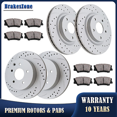 #ad Front Rear Brake Rotors Pads for Nissan Maxima 2009 2019 Drilled Slotted Brakes $139.99