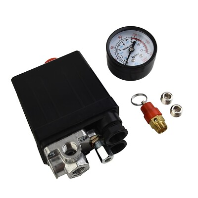 #ad 175psi 4 Port Air Compressor Pressure Switch Manifold Regulator Safety Valve $33.74