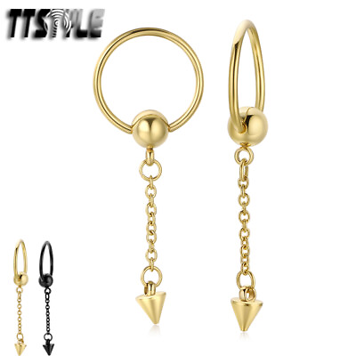 #ad TTStyle Surgical steel Hoop Dangle Earrings Black Gold NEW AU $9.99