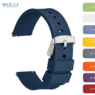 #ad WOCCI Straps 14mm 16mm 18mm 19mm 20mm 21mm 22mm 24mm Silicone Rubber Watch Bands $12.99