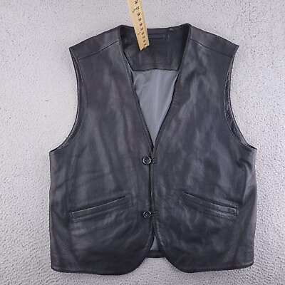 #ad Roundtree York Leather Jacket Vest Mens XL Black Real Genuine CLEAN NICE $34.95
