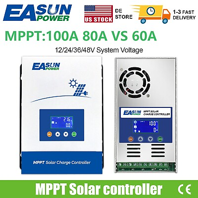 #ad MPPT 60A 80A 100A Solar Charge Controller 12V 24V 36V 48V DC Battery Regulator $129.99
