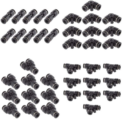 #ad 1 4quot; OD Nylon Air Line Push to Quick Release Pneumatic Connectors Fittings 40Pcs $26.39