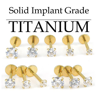#ad 16G 18G 20G Cartilage Earrings Stud Gold Tone NEW Flat Back Titanium Nose Rings $7.95