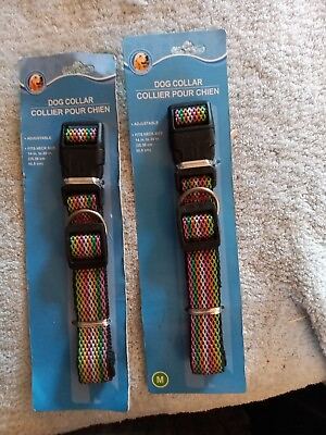 #ad 2 Adjustable Dog Collars Fits Neck Size 14quot; to 20quot; Both New $12.60