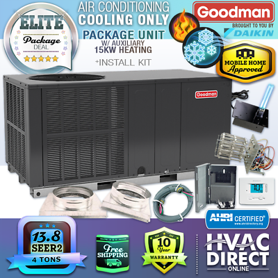 #ad 4 Ton 13.4 SEER2 Goodman Air Conditioner Package Unit AC System Install Kit $3471.30