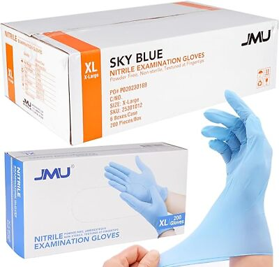 #ad 1200 Case JMU Nitrile Examination Gloves 3.5mil Medical Gloves Blue XS S M L XL $49.99