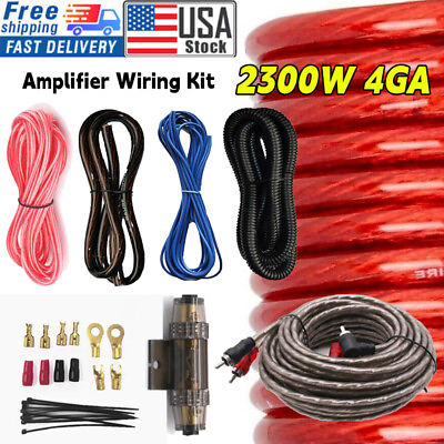 #ad 2300W 4Gauge Car Audio Amplifier Amp Wire Subwoofer Sub Install Wiring Cable Kit $21.99