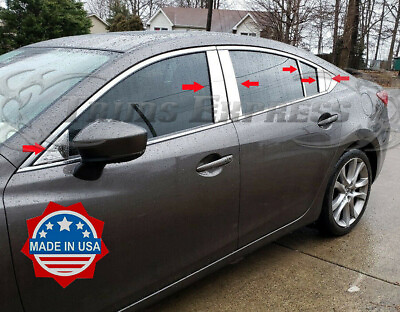 #ad 2013 2021 Mazda 6 Sedan 4Dr 12Pc Chrome Pillar Post Stainless Steel Trim Door $124.99