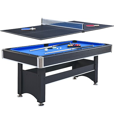 #ad 6 ft Pool Table with Table Tennis Top Modern Billiards Table with Conversion Top $499.99