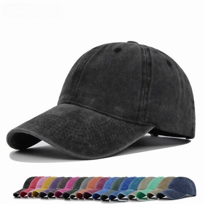 #ad Men#x27;s Plain Washed Cap Style Cotton Adjustable Baseball Cap Blank Solid Hat NEW $6.99