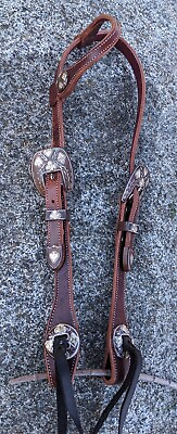 #ad Stunning Yoder Sterling Overlay Card Suit Headstall $395.00