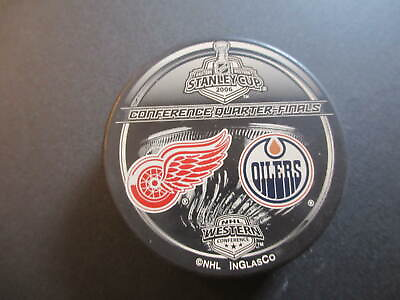 #ad 2006 HEAD TO HEAD DETROIT RED WINGS EDMONTON OILERS STANLEY CUP PLAYOFFS PUCK $7.99