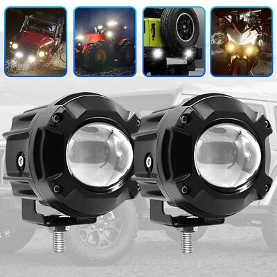 #ad 2x 60W LED Spot Light Motorcycle Headlight Driving Fog Lamp Yellow White Strobe $28.98