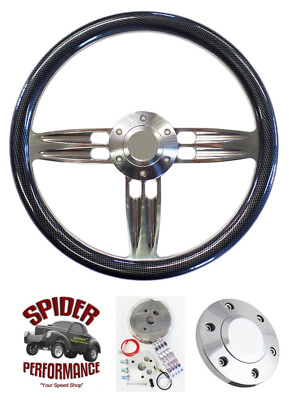 #ad 67 68 Caprice Impala Biscayne Bel Air steering wheel 14quot; DOUBLE BARREL CARBON $185.29