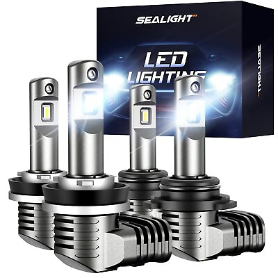 #ad SEALIGHT 9005 H11 LED Headlight Bulbs Conversion Kit High Low Beam Bright White $69.99