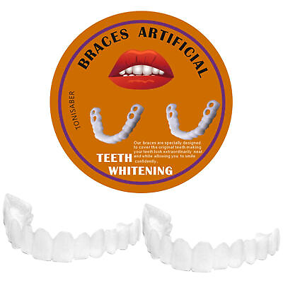 #ad 2x Snap On Upper and Bottom Set False Teeth Dental Veneers Denture Tooth Cover $8.89