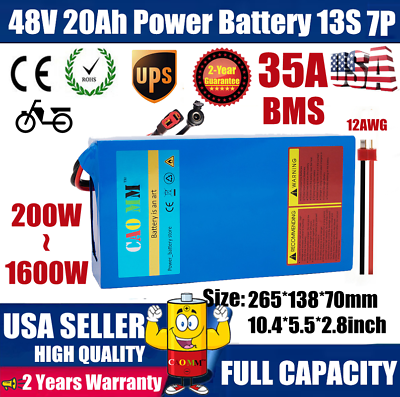 #ad 48V 20AH Li ion Battery Pack ≤1500W EBike Scooter Electric Bicycles Motor 13s7p $225.00