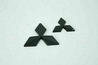 #ad #ad 3D Fit Mitsubishi Front Rear Badge Logo Black Carbon Style Plastic Made Emblem $15.99