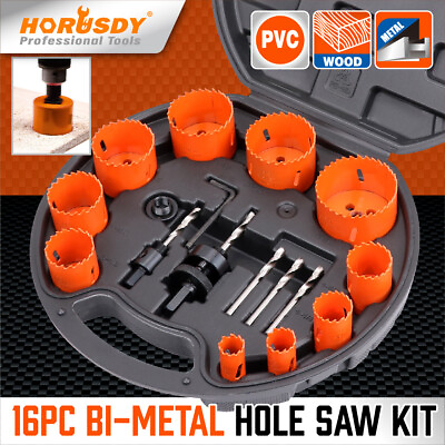#ad 16 PCS Bi Metal Hole Saw Kit Hole Dozer All Purpose Professional 3 4quot; to 2 1 2quot; $34.29