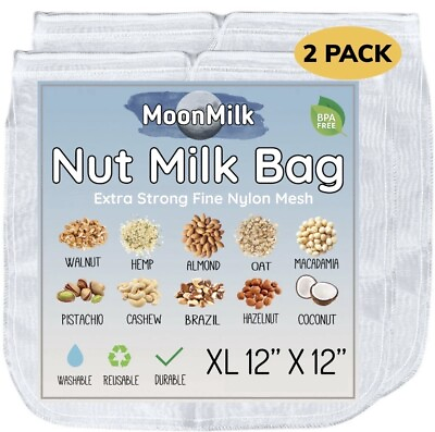 #ad Nut Milk Bag 4 Pcs XL 12quot;X12quot; Commercial Food Grade Fine Nylon Mesh $6.97