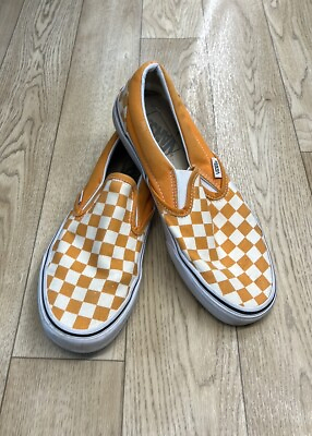 #ad Vans Checkerboard Orange and White Slip ons 8 $17.00