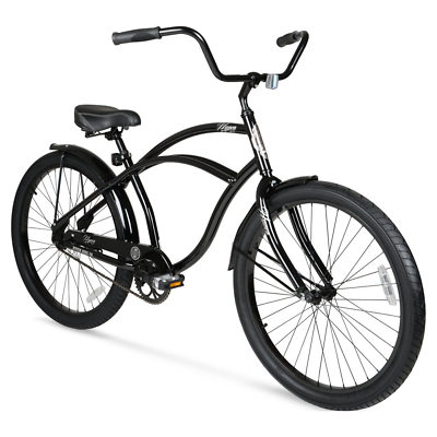 #ad 26 Inch Beach Cruiser Mens Bike Steel Frame Bicycle Alloy Wheels Speed Black New $170.94