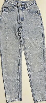 #ad Vintage Lee Acid Washed Jeans Womens Long fits High Waist Distressed Size 5 MIS $14.99