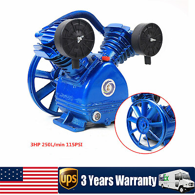 #ad 3HP 2Piston V Style Twin Cylinder Air Compressor Pump Head Single Stage Oil View $111.20
