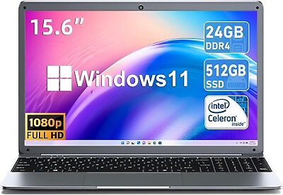 #ad SGIN 15.6quot; Laptop 24GB RAM 512GB SSD Intel Celeron Quad Core 2.8 GHz HD 1080P $279.00